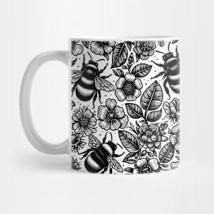 Black and White Floral Mug